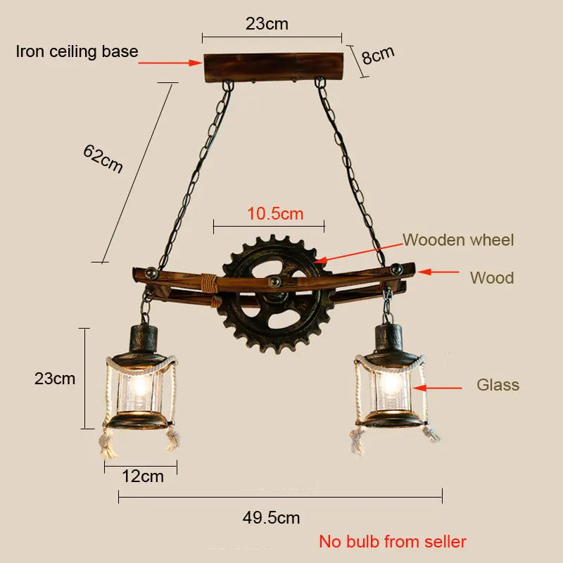 DecorBites™ Gear Industrial Chandelier Pendant Lamp for Cafe Bar Restaurant