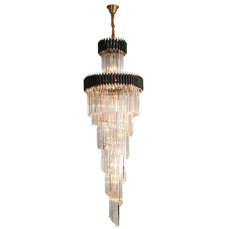 DecorBites™ Crystal Black Clear LED Chandelier Lighting for Staircase Foyer