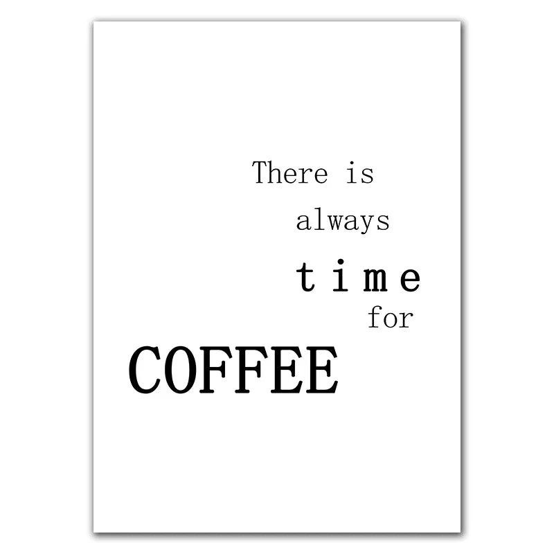DecorBites™ "Awakened Aromas" Canvas Print - Nordic Black & White Coffee Quotes