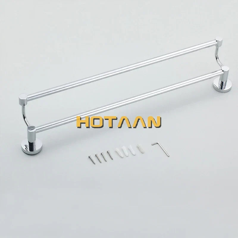 DecorBites™ Double Towel Bar 60cm - Chrome Finish Stainless Steel Bathroom Accessory