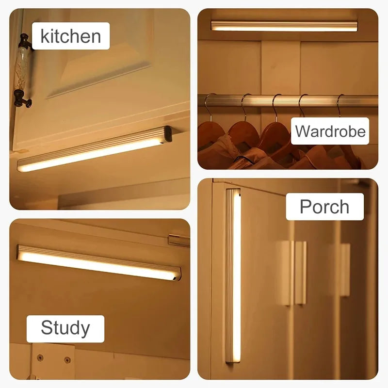 مصباح خزانة LED من DecorBites™ لاسلكي قابل للتعتيم ومزود بمستشعر حركة قابل لإعادة الشحن ليلائم خزانة الملابس