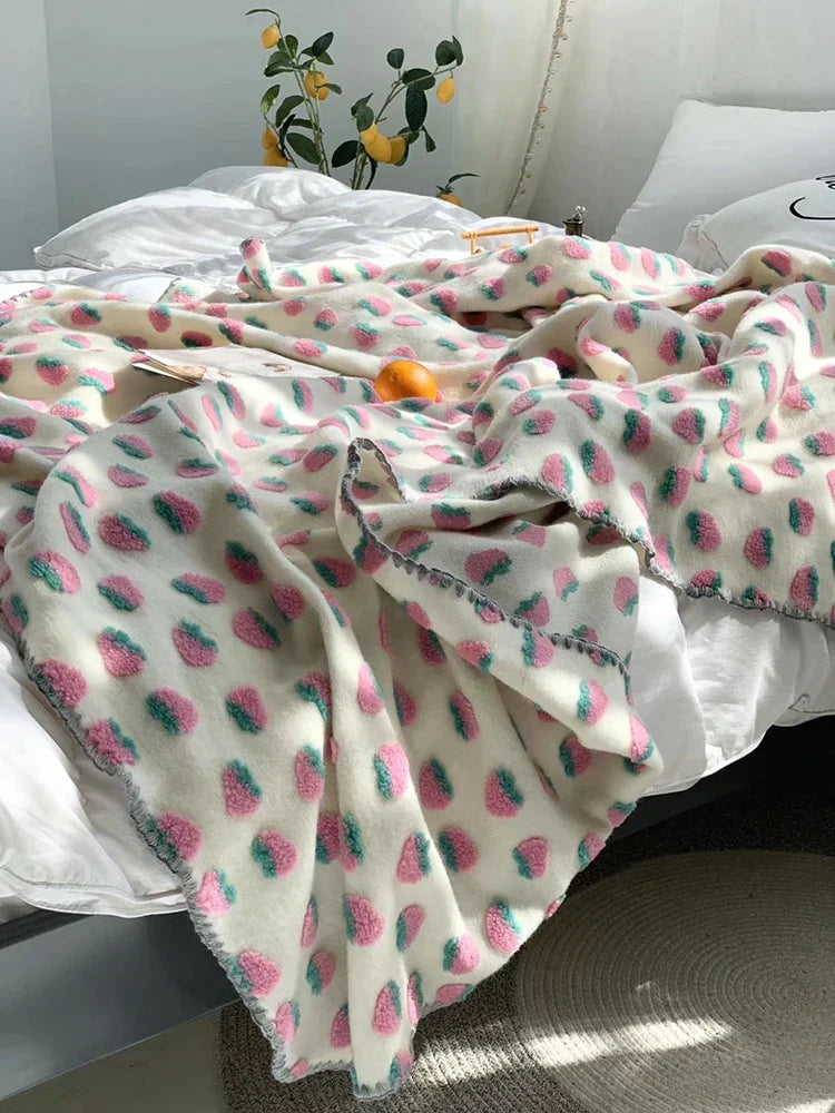 DecorBites™ 3D Cherry Kids Wool Blanket - Kawaii Sweet Girl Crib Bedding