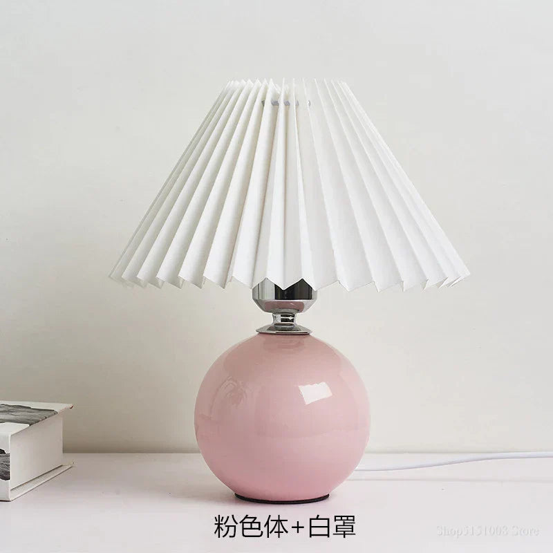 Lampes de table japonaises DecorBites™ en céramique Abat-jour plissé pour salon Éclairage chaleureux pour chambre