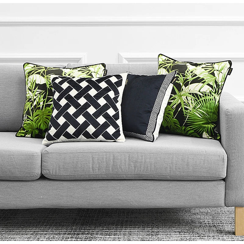 DecorBites™ Intersecting Geometric Velvet Printed Cushion Cover - Modern Nordic Sofa Decor 50x50cm