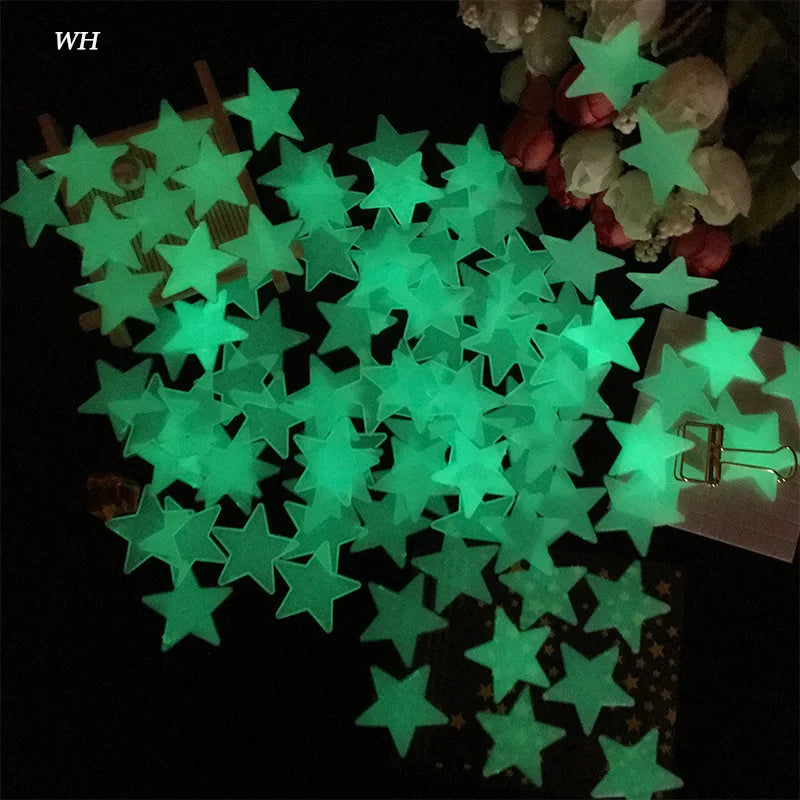 3D Stars Glow Dark Wall Stickers by DecorBites™ – Luminous Fluorescent Home Decor