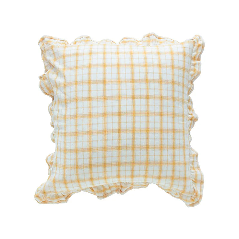 DecorBites™ Cotton Coffee Black Yellow Green Cushion Cover 45x45cm Fringed Skirt Home Decor