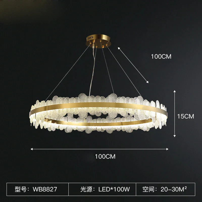 ثريا LED ذهبية بتصميم عصري من الفولاذ المقاوم للصدأ من DecorBites™ لغرفة الطعام