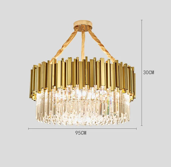 DecorBites™ Crystal LED Chandelier: Adjustable Metal Hanging Lamp for Living Room, Dining, Bedroom