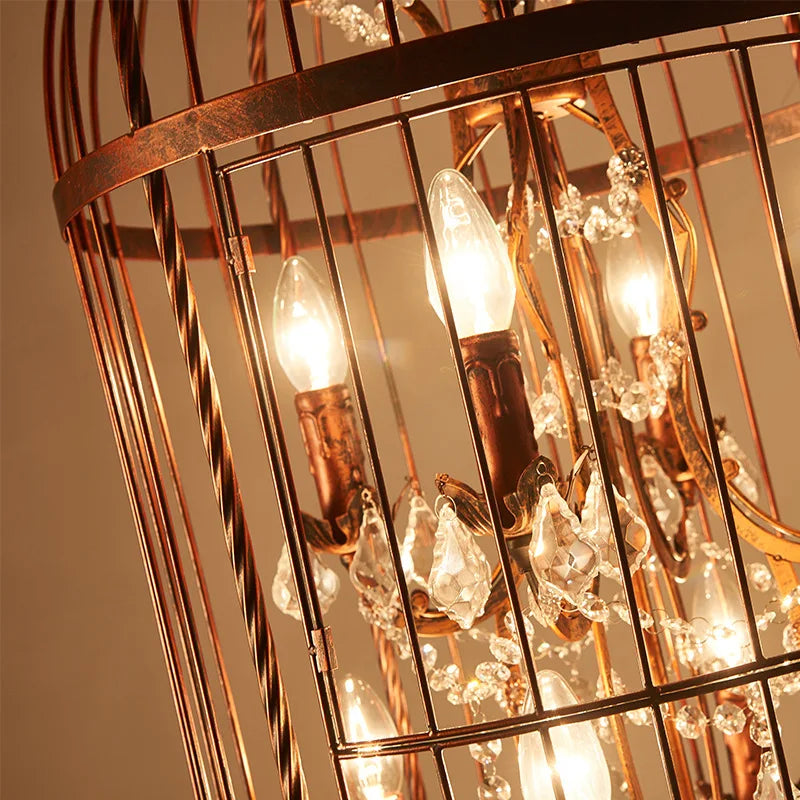 DecorBites™ Crystal Bird Cage Chandelier: Elegant Ceiling Light for Home, Restaurant, and Bar
