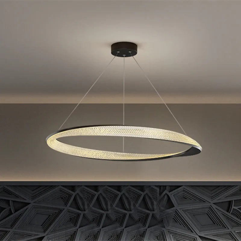 DecorBites™ Black Circle Chrome Chandelier for Indoor Living Room Bedroom Kitchen Loft Office Hall