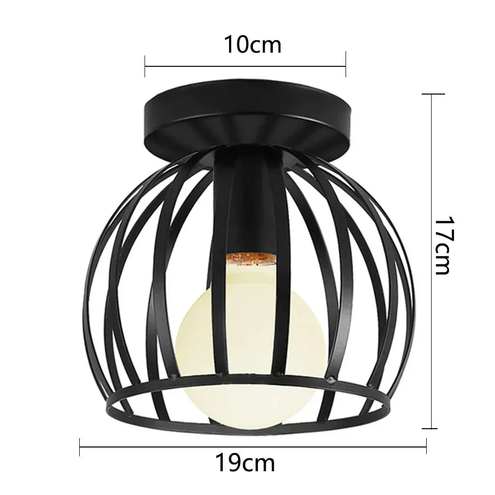 DecorBites™ Iron Cage Ceiling Light Modern Nordic Retro Black Loft E27 Home Lighting