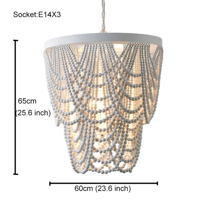 DecorBites™ French Country Wood Bead Chandelier: 3/5 Lights Princess Decorative Hanging Fixture