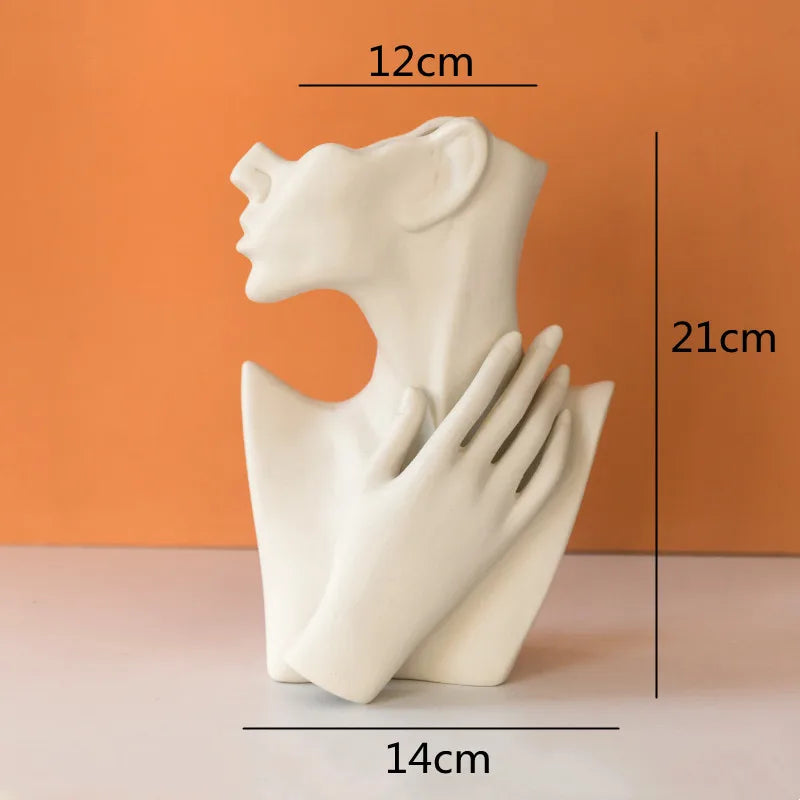 DecorBites™ Abstract Half Face Ceramic Vase Portrait Ornament Artistic Handicraft