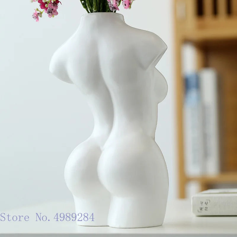 DecorBites™ Abstract Nude Female Ceramic Vase Black White Home Decor Ornament