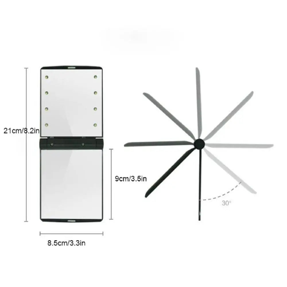 DecorBites™ LED Vanity Mirror Compact Foldable Makeup Pocket Cosmetic Mirror