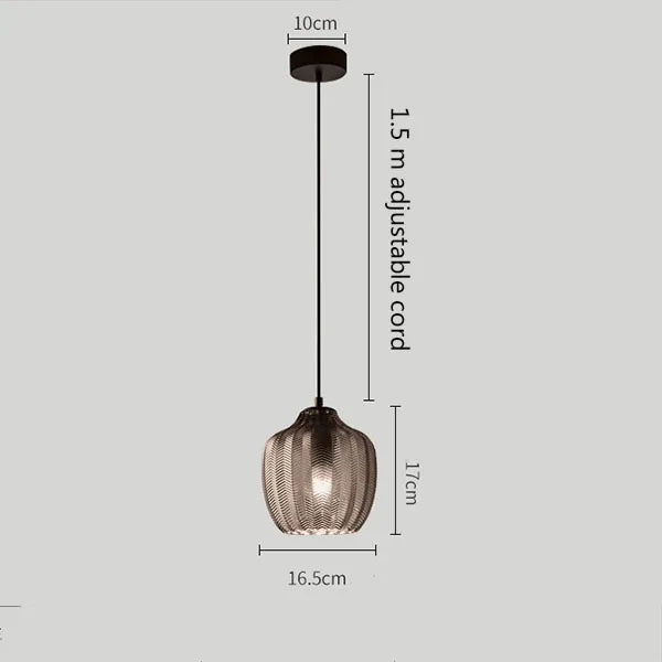 DecorBites™ Amber Gray Glass Chandelier LED Light Modern Nordic Bedroom Restaurant Bar Staircase Lamp