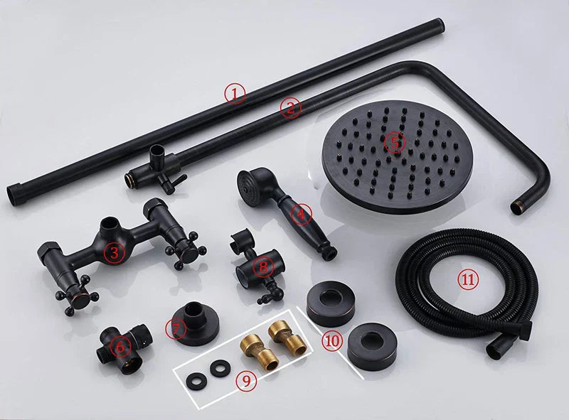DecorBites™ Black Bronze Shower Faucet Set with 8" Rain Shower Head and Hand Shower