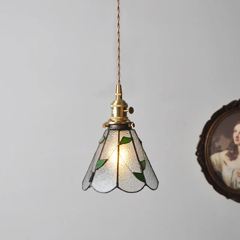DecorBites™ مصباح معلق نحاسي زجاجي مع مفتاح خشبي: مصباح LED إسكندنافي حديث معلق