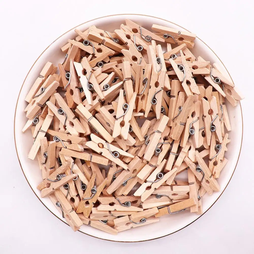 DecorBites™ 50-Pack Romantic Heart Shape Wood Clips for Home Décor and Parties