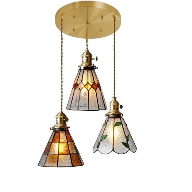 DecorBites™ مصباح معلق نحاسي زجاجي مع مفتاح خشبي: مصباح LED إسكندنافي حديث معلق