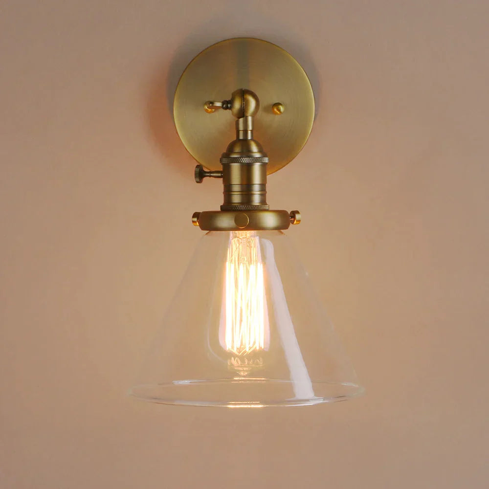 DecorBites™ Funnel Glass Wall Lamp E27 Sconce Modern Bedroom Light Fixtures