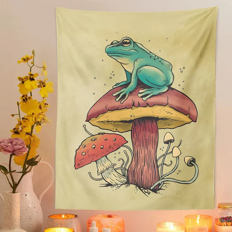 DecorBites™ Frog Mushroom Psychedelic Tapestry Wall Hanging