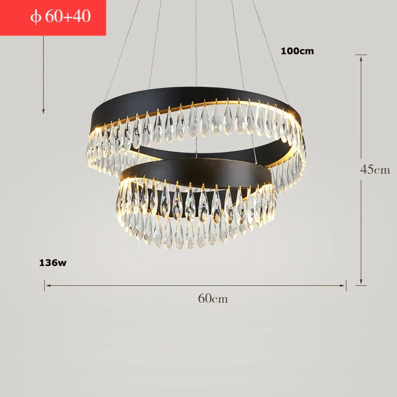 DecorBites™ Crystal Stainless Steel LED Chandelier for Foyer