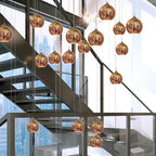Art Deco Glass Globe Pendant Light in Gold or Silver