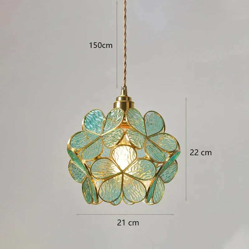 مصابيح قلادة زجاجية بزخارف زهور يابانية من DecorBites™ مصباح LED معلق عصري