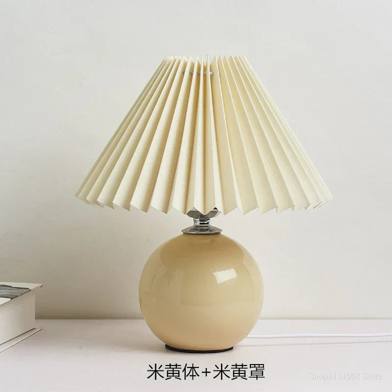 Lampes de table japonaises DecorBites™ en céramique Abat-jour plissé pour salon Éclairage chaleureux pour chambre