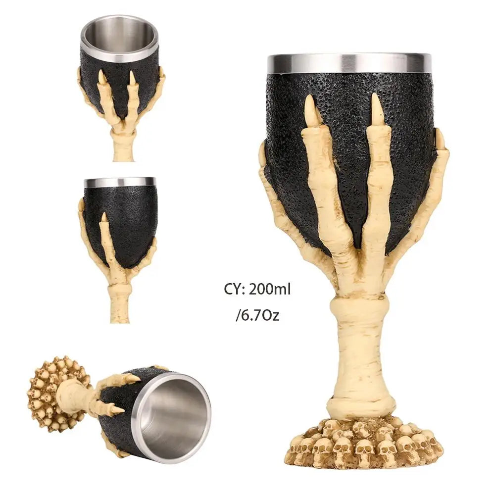 كأس نبيذ من الراتنج على شكل جمجمة قوطية من DecorBites™ سعة 200 مل، كوب كوكتيل وويسكي لأدوات الشرب في البار