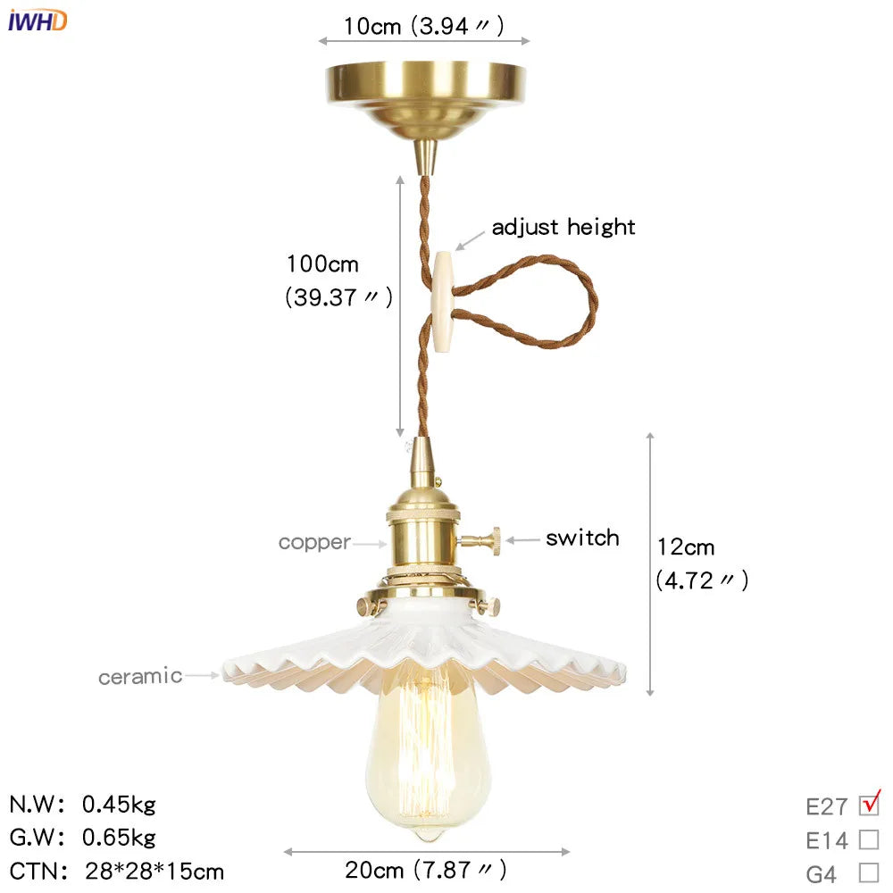 DecorBites™ Glass Copper LED Pendant Light for Kitchen Cafe Living Room