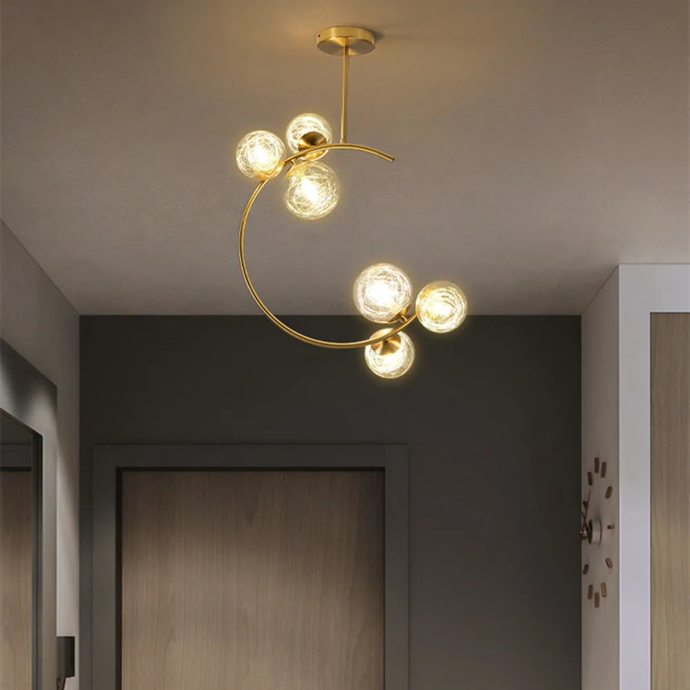 DecorBites™ ثريا كرة زجاجية ذهبية لغرفة المعيشة والمطبخ وغرفة النوم - 220 فولت 110 فولت