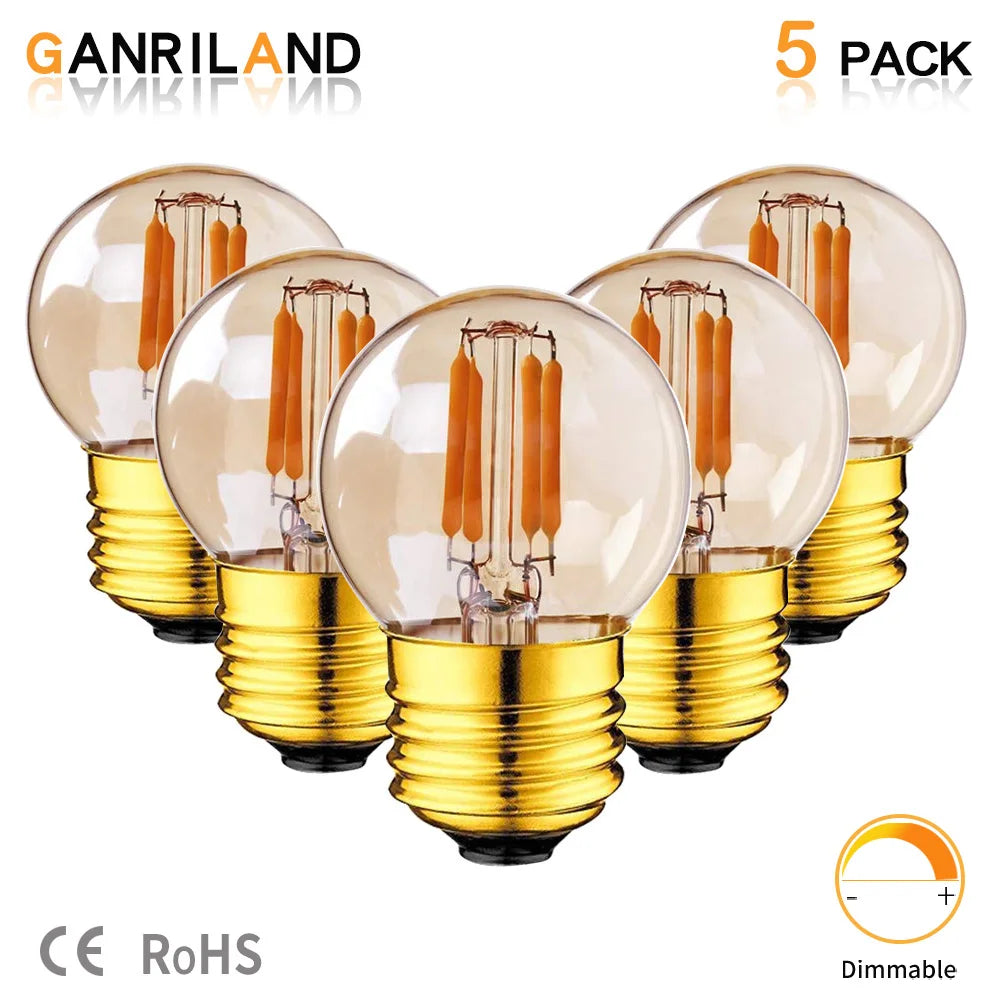 DecorBites™ مصابيح LED G40 إديسون 2 وات E27 220 فولت أبيض دافئ مع فتيل للمنزل والحديقة والبار