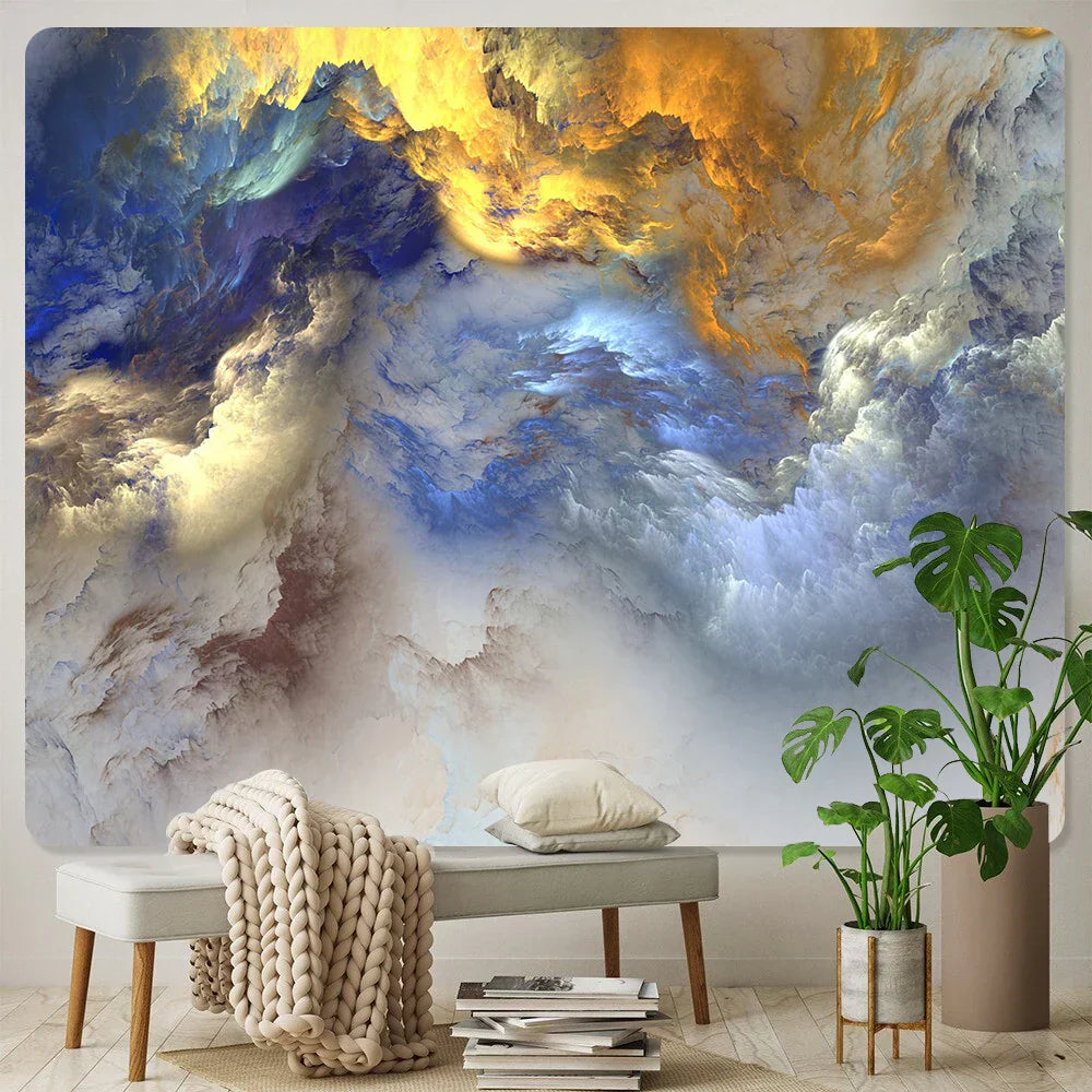 DecorBites™ Cloud Home Tapestry: Boho Yoga Mat & Hippie Wall Decor, Large Size