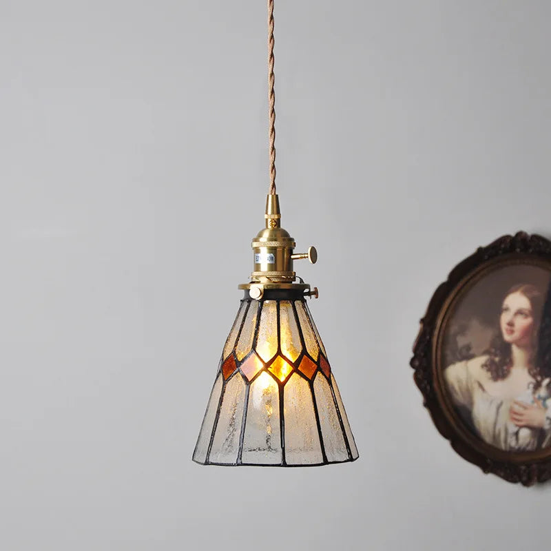 DecorBites™ مصباح معلق نحاسي زجاجي مع مفتاح خشبي: مصباح LED إسكندنافي حديث معلق