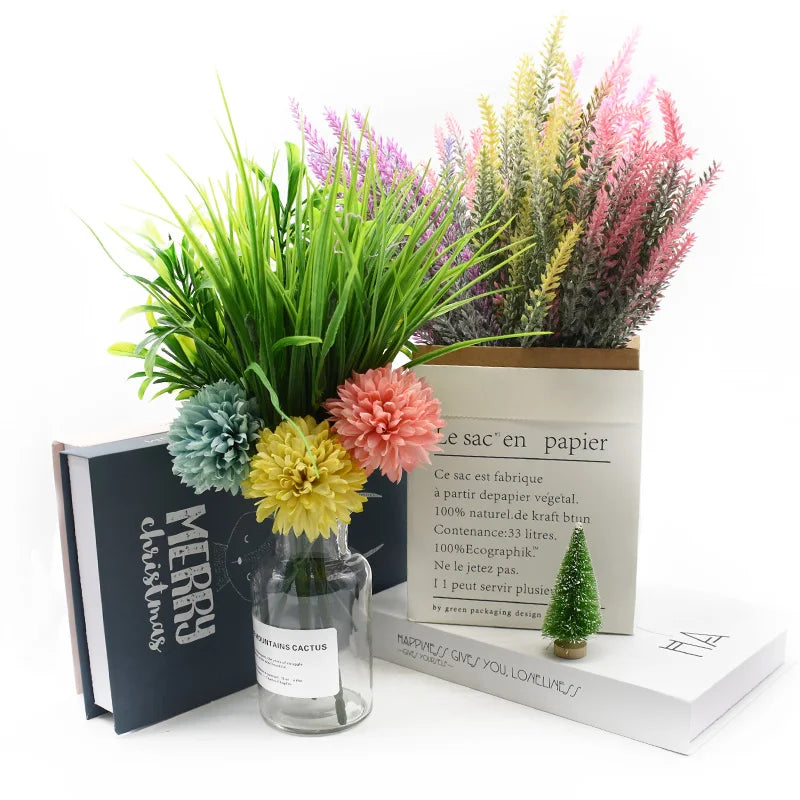 DecorBites™ مزهرية لافندر: أزهار صناعية لتزيين المنزل، أصيص زهور مزخرف لحفلات الزفاف