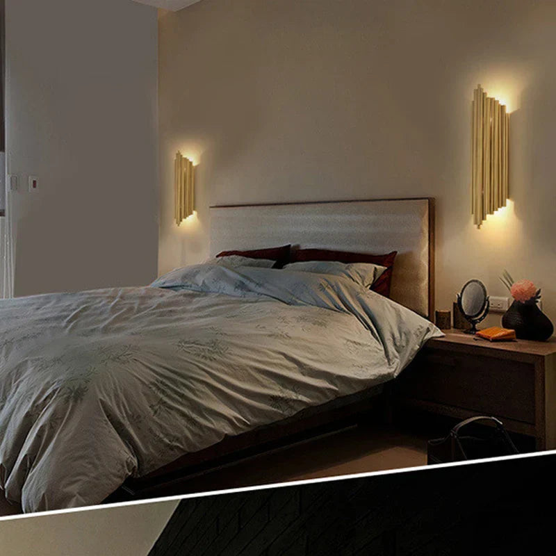 وحدة إضاءة جدارية أنبوبية LED ذهبية DecorBites™ لغرفة المعيشة وغرفة الطعام وتزيين الدرج