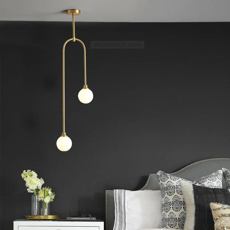 DecorBites™ Glass Ball Pendant Lights with U-Shaped Metal Rod - Nordic Modern Design