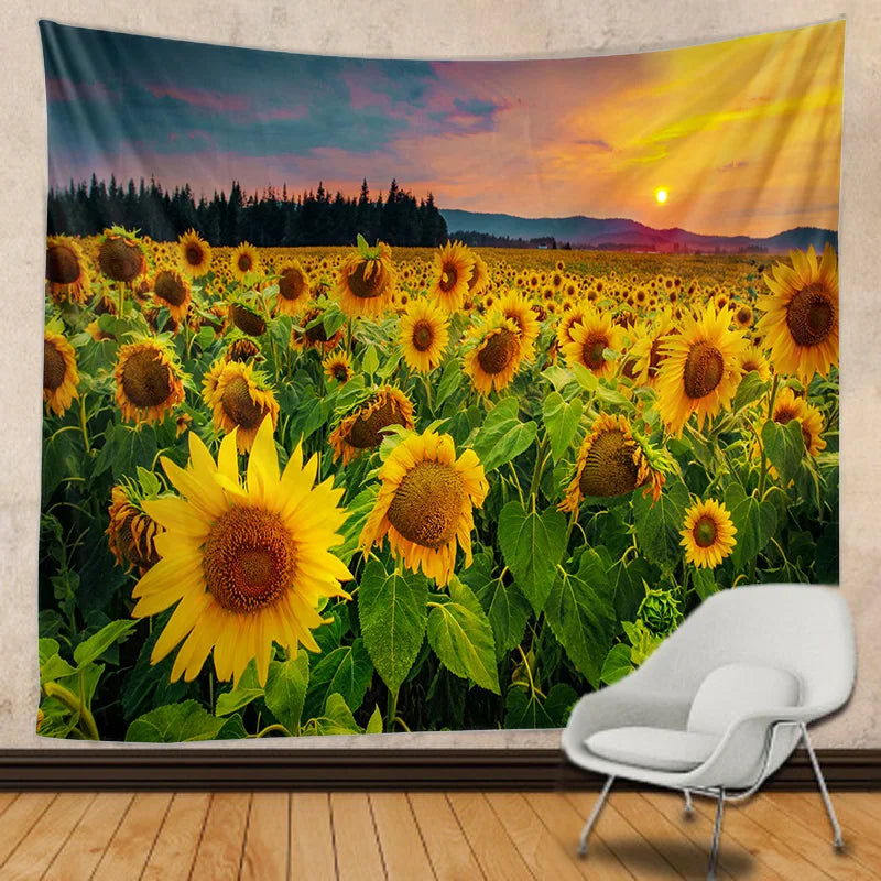 DecorBites™ Datura Hippie Bohemian Tapestry: Plant Home Decor Wall Hanging Yoga Mat Blanket