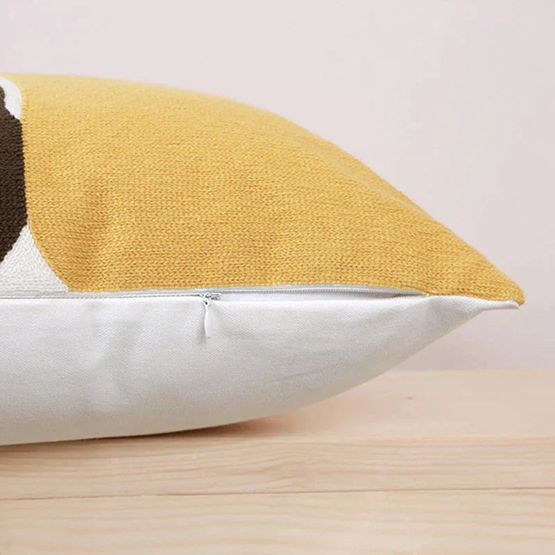 DecorBites™ Geometric Embroidery Pillow Cover 45x45cm/30x50cm Yellow Pink Abstract Design