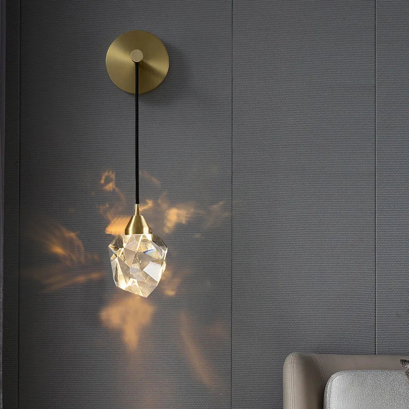 DecorBites™ Crystal Golden Wall Sconce for Modern Indoor Lighting Decor
