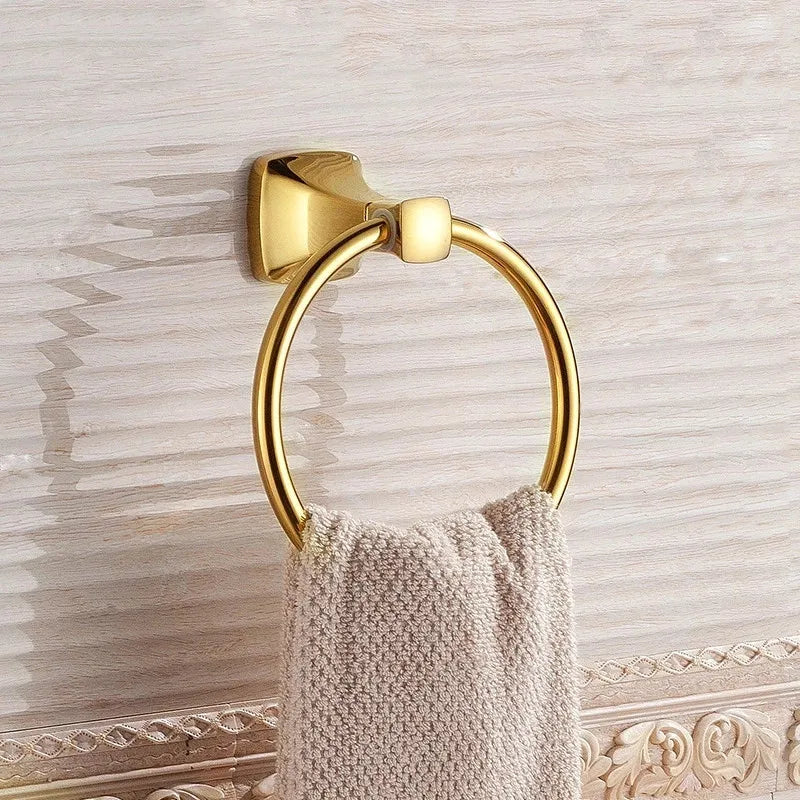 طقم اكسسوارات حمام ذهبي DecorBites™ للمناشف والورق والفرش والمزيد