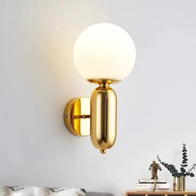 DecorBites™ Gold Mirror Ball Wall Lamp - Modern Minimalist LED Sconce