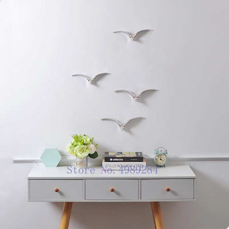 ديكور جداري على شكل طيور من السيراميك من DecorBites™ - طائر النورس الذهبي، أوزة برية، ديكور منزلي عصري