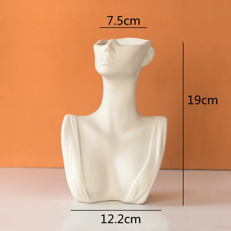 DecorBites™ Abstract Half Face Ceramic Vase Portrait Ornament Artistic Handicraft