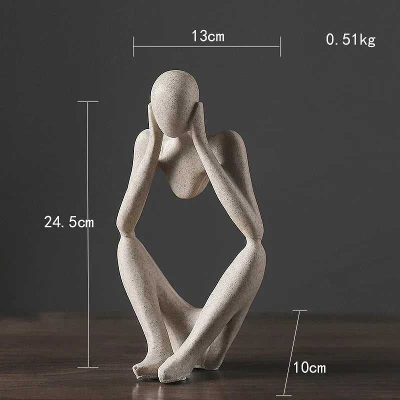 DecorBites™ Abstract Thinker Woman Figurine Resin Sculpture Modern Art Decor Craft Ornament