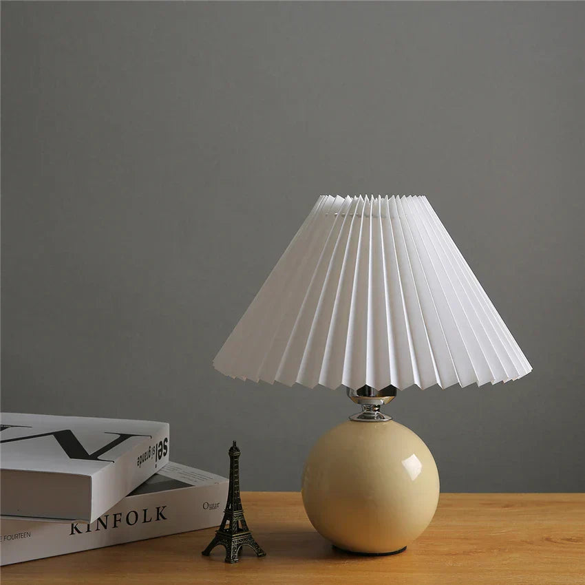 Lampes de table japonaises DecorBites™ en céramique Abat-jour plissé pour salon Éclairage chaleureux pour chambre