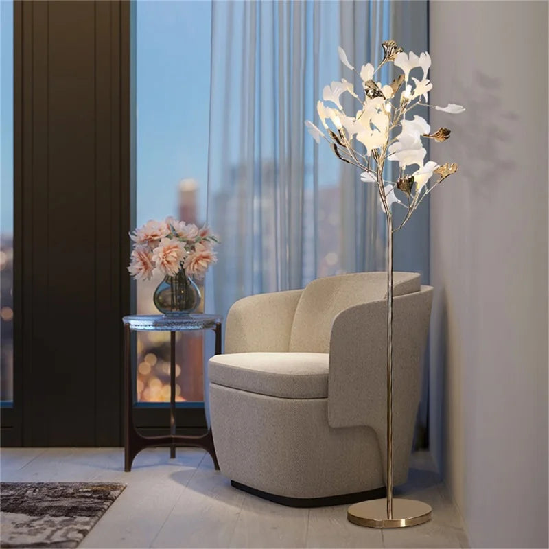 DecorBites™ Ginkgo Flower Floor Lamp - Modern LED Decor for Home Living Room