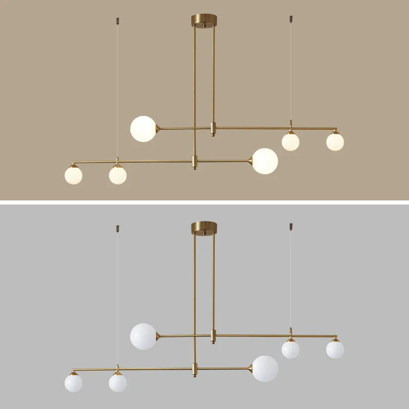 DecorBites™ Gold Copper Glass Ball Chandelier Pendant for Dining Room & Kitchen